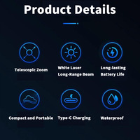 Linterna Telescópica con Zoom Láser Blanca para Exteriores, Mini Linterna Portátil, Linterna Impermeable para Acampar al Aire Libre