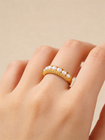 Bague éternité en argent sterling 925 plaqué or, perle naturelle blanche de qualité AAAA, bijoux classiques vintage en filigrane pour femmes