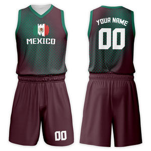 Горячая распродажа: Комплект баскетбольной формы для подростков в стиле мексиканского флага, синий, быстросохнущий, дышащий, больших размеров, 100% полиэстер, для команды - Product Image 1