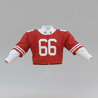 Nouveau design de maillot de football américain, t-shirt personnalisé avec numéros, patchs brodés, ourlet brut vieilli, t-shirt double couche
