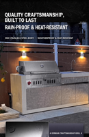Barbecue intégré en acier inoxydable au charbon de bois pour cuisine extérieure