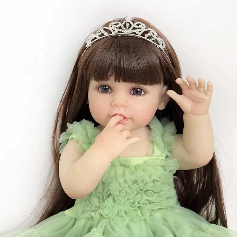 55CM full body soft silicone vinyl reborn stand toddler girl doll sweet princess lifelike baby dolls christmas gift