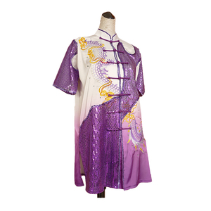 Haute qualité mode Kungfu vêtements Sequin léger bronzage <span class=keywords><strong>Tai</strong></span> <span class=keywords><strong>Chi</strong></span> vêtements uniforme avec broderie Dragon - Product Image 3