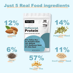 Protéine végétalienne sans saveur OEM, 30 portions, faible en glucides, sans sucre, à base de plantes, poudre de protéines, complément alimentaire aux graines de citrouille - Product Image 2