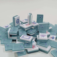 Fichas de Mahjong Americanas de Acrílico con Mariposas Impresas en Cristal Azul Claro, Juego de Fichas de Mahjong para 4 Jugadores, Juego de Mesa Americano