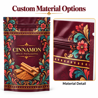 Sachets d'emballage personnalisés imprimés pour poudre de cannelle avec fermeture éclair refermable, sacs haute barrière pour épices et assaisonnements