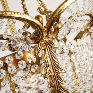 Entrada barroca francesa Nido de Pájaros lámparas de cristal decorativas latón recepción escritorio colgante luz Vintage pasillo lámpara colgante - Product Image 5