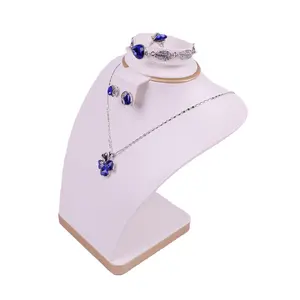 库存批发皮革木制框架珠宝展示项链耳环戒指架高品质胸围手工制作