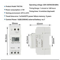 Minuteur programmable numérique THC15A 220-240V 16A hebdomadaire sur rail DIN avec écran LCD, relais temporisé DC12V/24V/48V
