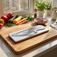 Nouvel ensemble de couteaux de cuisine en acier inoxydable avec support intégré, qualité supérieure, ultra-affûtés, manche creux, bloc de rangement pour couverts