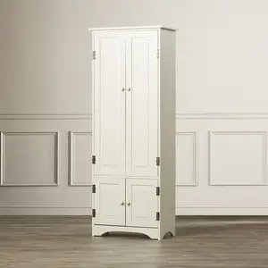 Armoire d'appoint à 4 portes, 2 étagères réglables pour l'armoire supérieure haute et une armoire inférieure courte pour la cuisine