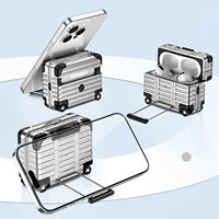 Étui de protection pour écouteurs AirPods Pro 3 2, style valise avec roulettes et fonction de support verrouillable, compatible Airpods 4