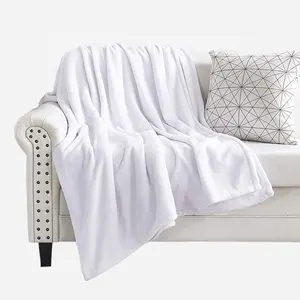 White 100% Polyester Luxurious Plush Flannel Blanket Blank Baby Blanket For Sublimation