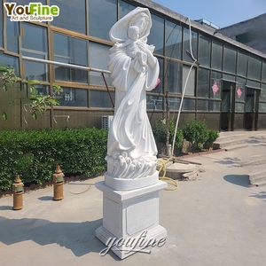 Estatuas de la Virgen María en Piedra de Mármol Blanco para Iglesias Católicas - Product Image 3