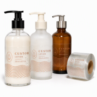 Étiquettes personnalisées pour flacons de lotion, imprimées sur mesure, transparentes, imperméables, autocollantes, brillantes, de qualité supérieure, fabriquées en usine.
