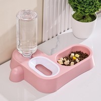 Distributeur d'eau automatique par gravité, gamelle double intégrée pour animaux de compagnie avec plateau d'alimentation en plastique