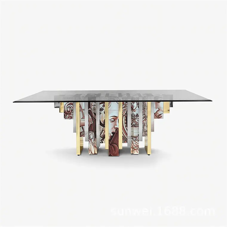 Minimalista luxo high-end mesa de jantar mármore casa grande e pequeno apartamento designer arte criativa mesa de jantar quadrada