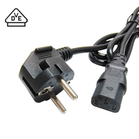 VDE-Standard 6FT Reinkupfer-Stromkabel EU 2-Pin-Stecker mit IEC C13 Anschluss PVC-Isolierung Schwarz