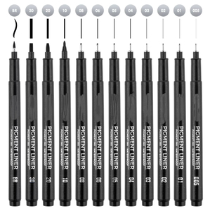 Vente Pas Cher Micro Stylo Couleur Noire <span class=keywords><strong>Dessin</strong></span> Fineliner Stylo 12 Marqueurs à Pointe Différente Croquis - Product Image 3