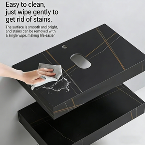 Vasque de comptoir en céramique personnalisée, <span class=keywords><strong>blanc</strong></span> pur, noire, artificielle, murale, pour lavabo en pierre - Product Image 3