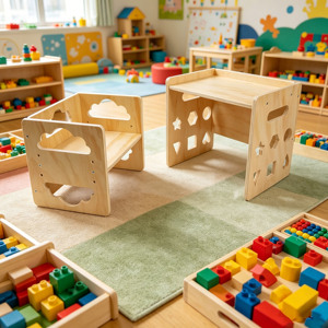 Montessori 3 Heights Adjustable Wooden Toddler <b>Table</b> Chair <b>Set</b> Kids Activity <b>Table</b> Step <b>Stools</b> Blackboard Weaning <b>Table</b> - Product Image 3