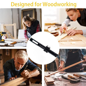 3Pcs Độ Chính Xác Nhôm Chế Biến Gỗ Cai Trị Thiết Lập Với Trượt Dừng Inch Và Metric T-Loại Scribing Thép Vuông Cai Trị - Product Image 4