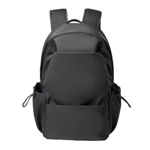 Sac à dos d'école décontracté pour les élèves du collège et du lycée, grande capacité, couleur unie, compartiment pour ordinateur portable, unisexe, noir beige - Product Image 3