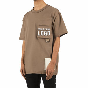 T-shirt pour homme en coton lourd personnalisé avec logo, taille plus, mode streetwear, grande poche, manches courtes, t-shirts pour homme - Product Image 4