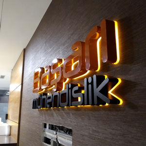 Enseignes électroniques architecturales en acier inoxydable, lettres rétroéclairées Halo, enseigne de logo pour hall d'accueil de bureau, lettres de logo en métal 3D LED - Product Image 2