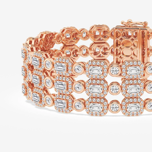 14 CTW Emerald Lab Grown Diamond Triple <b>Row</b> Bracelet 7 5 Inch Elegant Sparkling Fashion Jewelry for Women - Product Image 1