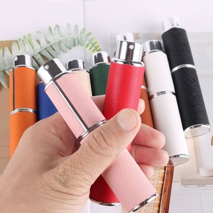 Luxury Leather 10ml Empty Perfume <b>Bottle</b> Pump Sprayer Aluminum Refillable Leather Atomizer Featuring - Product Image 2
