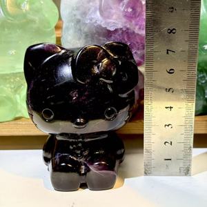 卸売天然水晶彫刻フローライトKT猫彫刻瞑想アクセサリー、家の装飾や贈り物に - Product Image 5