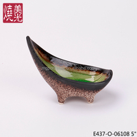 Assiette en céramique de qualité alimentaire, fabriquée à la main, durable, compatible micro-ondes et lave-vaisselle, pour la cuisine japonaise, avec glaçure craquelée