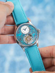 MERKUR TB003 Montre mécanique à tourbillon 42 mm en acier inoxydable avec cadran squelette de forme ronde, bracelet en cuir, montre-bracelet automatique pour homme - Product Image 4
