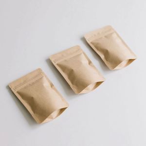 Food Grade Natural Kraft Paper Aluminum Foil Lined 3 Side Seal Mylar Flat Zipper <b>Bags</b> - Product Image 3