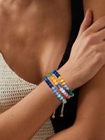 Pulsera de cuentas de piedras preciosas de acero inoxidable con diseño de arcoíris, hecha a mano, estilo INS, para mujer