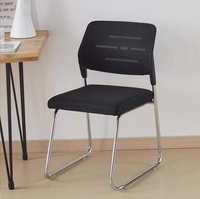 Chaise de bureau ergonomique moderne en maille de haute qualité, dossier moyen, durable, sans roulettes, pour salon