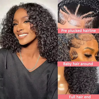 Perruques Courtes Afro Kinky Bouclées Pixie Style Bob Non-Lace Front pour Femmes, Densité 150, Cheveux Brésiliens Indiens, Perruque Noire Bouclée Courte en Gros