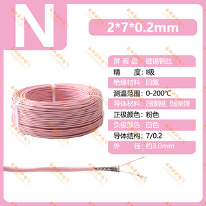 Cable Termoeléctrico TZNUOYI NXAFPF 2*7*0.2mm, Cable de Medición de Temperatura Multifilar Blindado - Product Image 4