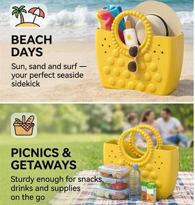 Sac de plage en EVA durable, imperméable et résistant au sable, avec poignées texturées en forme de bulles, grand sac fourre-tout pour la piscine et les voyages d'été - Product Image 2