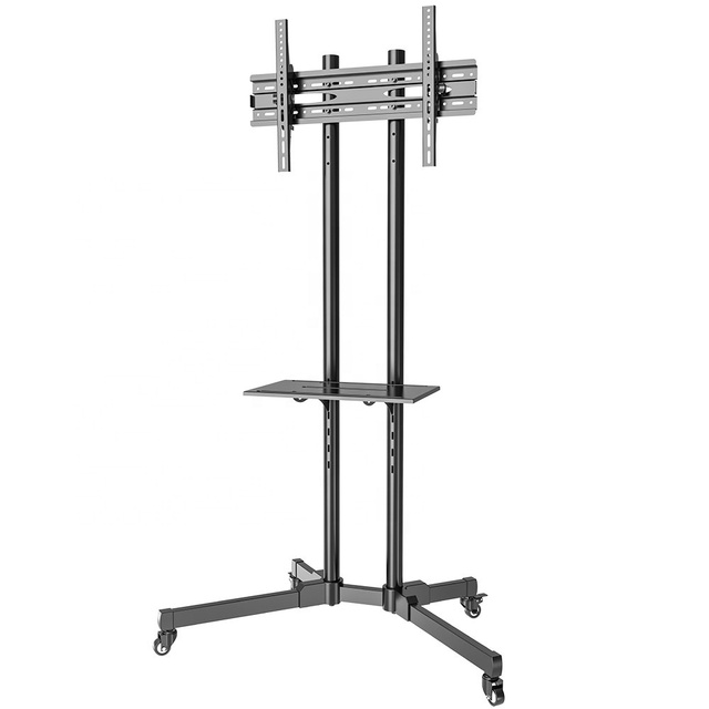 Economical Modern Rolling TV Stand Height Adjustable Mobile TV Floor Stand TV Trolley Cart with Wheels