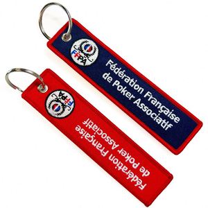 Logo Fabric Embroidery Woven Jet Tag Keyring Custom Motorcycle Key Chain Car Embroidered Keychains - Product Image 2