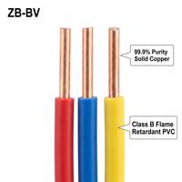 Fil ignifuge ZB-BV 450/750V, conducteur en cuivre massif, fil électrique isolé en PVC pour appareils électroménagers et câblage de bâtiments