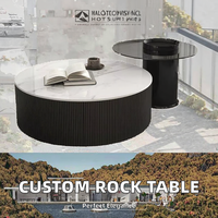 Mesa de centro de piedra de diseñador, tapa de mármol, estilo minimalista moderno, muebles de sala de estar, decoración del hogar