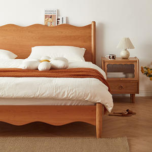 Mesita de noche nórdica de madera maciza con puerta de vidrio, muebles de almacenamiento minimalistas modernos para dormitorio de madera de cerezo - Product Image 3