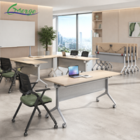 Table de formation pliable moderne en métal avec roulettes, empilable et emboîtable, garantie 5 ans pour salles de classe et formations professionnelles