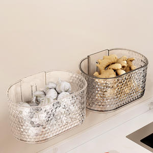 ตะกร้าเก็บของในครัวทรงรีทันสมัย หลายชั้น ติดผนังโดยไม่ต้องเจาะ สำหรับเก็บหัวหอม ขิง กระเทียม ตะกร้าจัดระเบียบ - Product Image 4