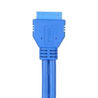 Kabel USB3.0 20Pin ke Dual USB3.0 Female Panel Mount dengan Pelindung Jalinan, Pengisian Cepat 5A & Transfer Data untuk Komputer