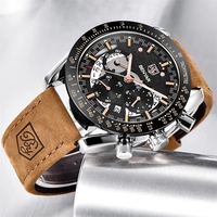 Reloj BENYAR para hombre 5120 moda multifunción impermeable deportes marea relojes de cuarzo negocios cuero genuino luminoso pulsera de lujo
