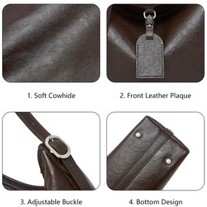 OEM Fabricant Sac Épaule Femme Cuir Véritable Vintage Personnalisé Grande Capacité Porte-Documents Poches Latérales Doubles - Product Image 2